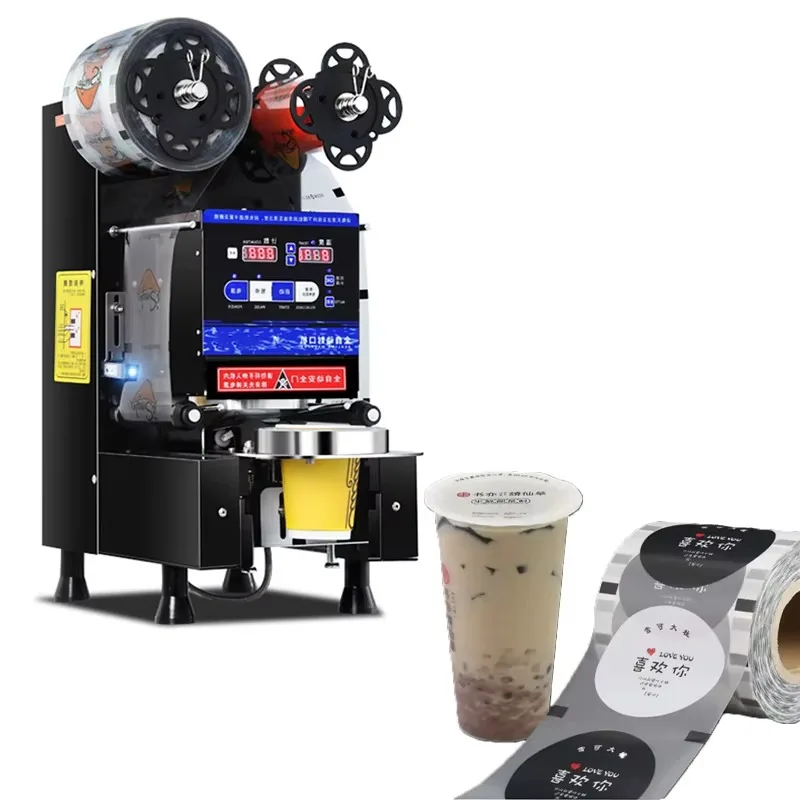 New Designs Automatic Commercial Sealer 90 95 98mm Bubble Tea Sealing Machine Babo Sealer Machine Milk Tea Cup Sealing Machine