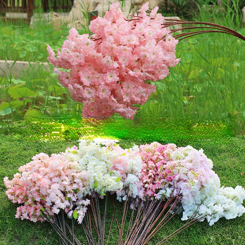 10/20pc Artificial Cherry Blossom Pink White Cherry Tree Silk Flower Spring Cherry DIY Bonsai Arch Wedding Props Home Decoration