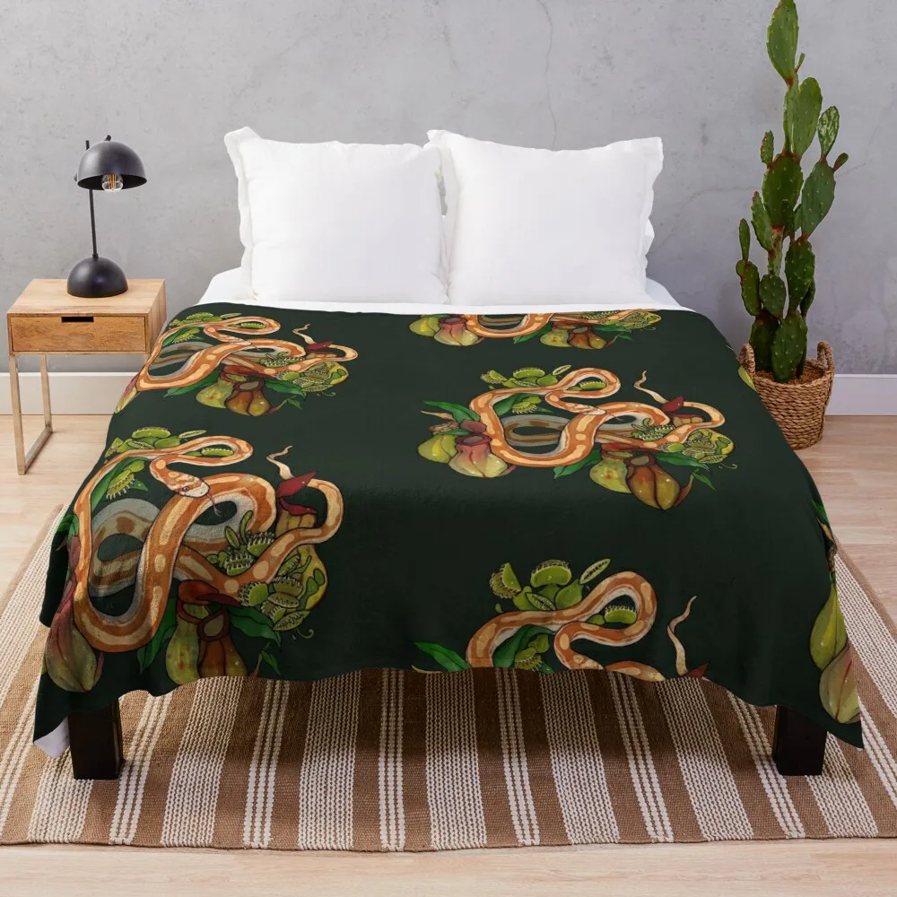 Corn Snake & Carnivorous Plants Throw Blanket Tourist Sofa Blankets