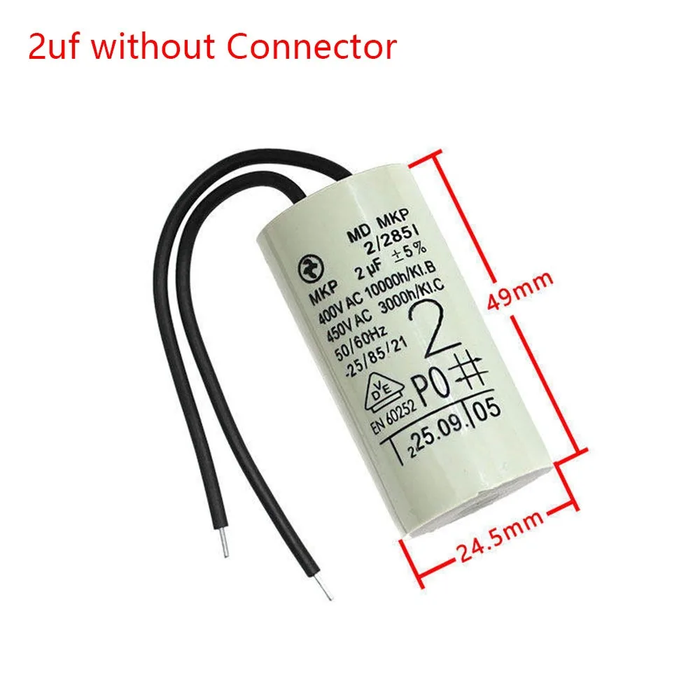 1Pcs 2uF 2.5uF 2.6uF 3uF Boiler Water Pump Capacitor Plastic Metal Wall Mounted Circulation Motor Capacitor With Connector