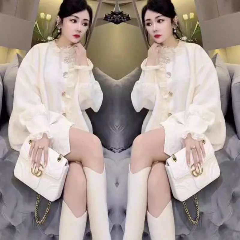 

Женская рубашка средней длины, тонкая, больших размеров, в китайском стиле, модная, летняя новинка, женская рубашка больших размеров в китайском стиле.