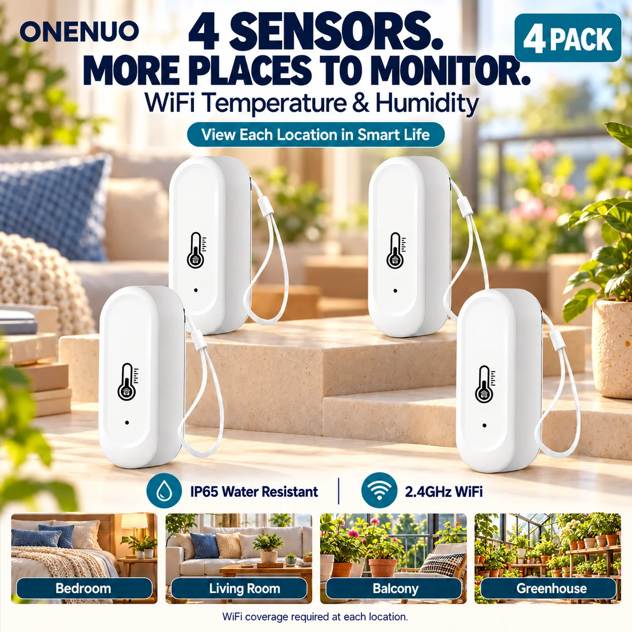 Tuya smart home WiFi Temperature Humidity Sensor IP65 Indoor Outdoor Thermometer Hygrometer Smart Life App Alerts No Hub 1-10PCS