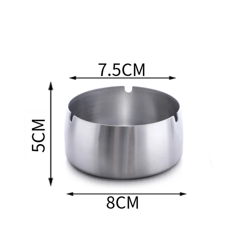 Silver Stainless Steel Ashtray for Cigarettes, Round Windproof Ash Tray, Smoking Accessories, Personalized Logo for Promotion