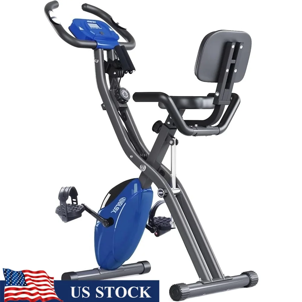

Compact 3 in 1 Magnetic Foldable Exercise Bike with 16-Level Resistance Arm Resistance Bands and LCD Monitor Home Workouts