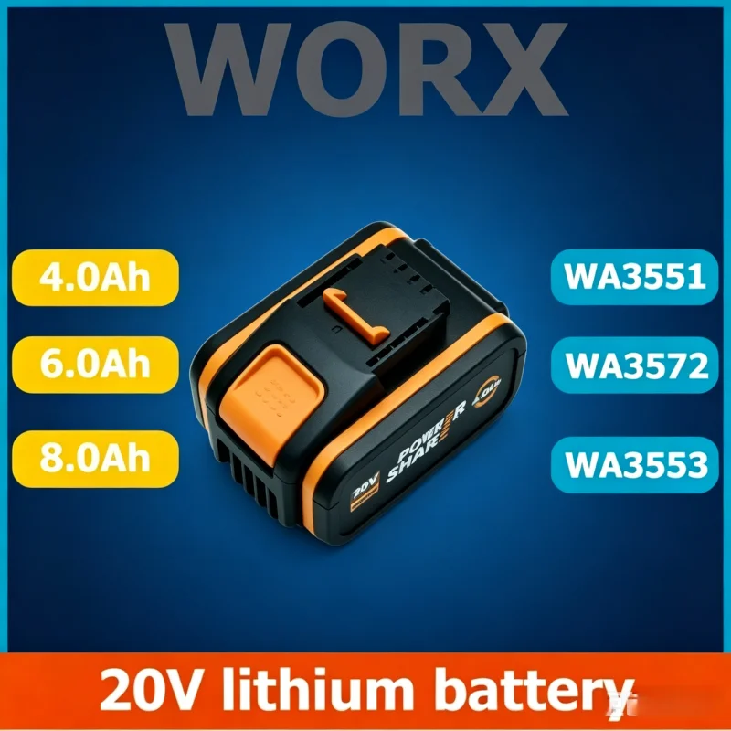 

Fit for Worx High Discharge 20V 18650 Battery WA3520 WA3575 4-8Ah Cordless Power Equipment Replacement Battery