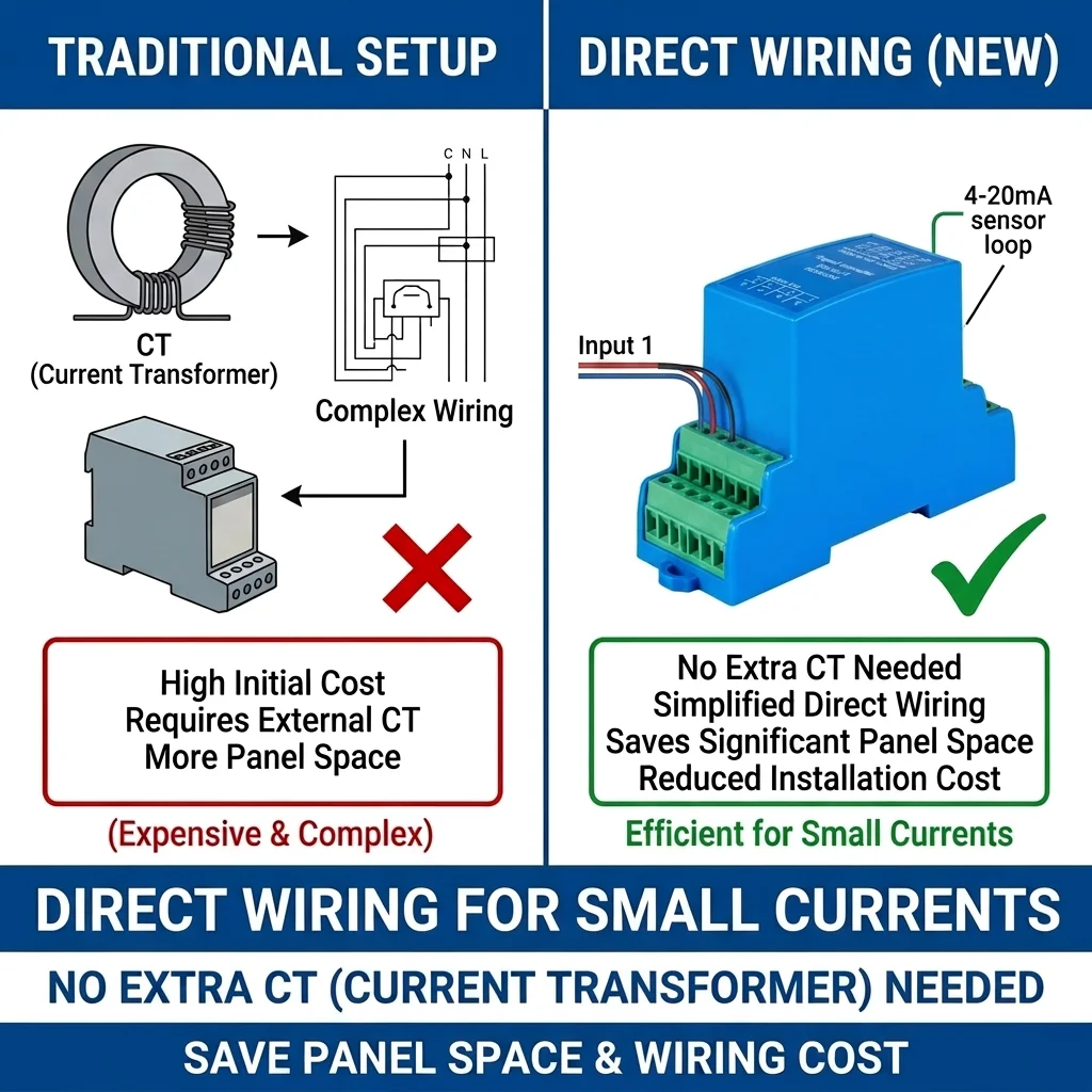 0-20A High Precision Anti-interference Current Transducer 3-Way Isolation Direct Wiring Current Sensor Transmitter