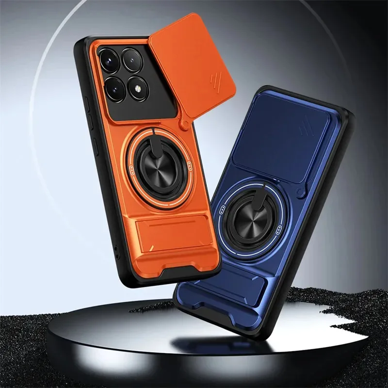 Skinlee Case For Xiaomi Poco F6 Pro Shunjia push-window silicone belt bracket soft shell For Xiaomi Poco F6 Pro Phone Cover
