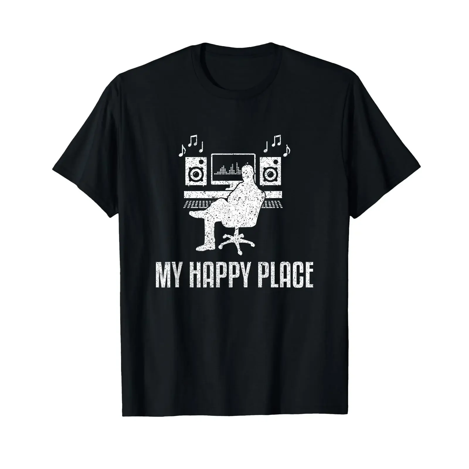 Funny Audio Engineer Music Producer My Happy Place T Shirt vintage Washed graphic Unisex Versatile Stylish fashion Casual