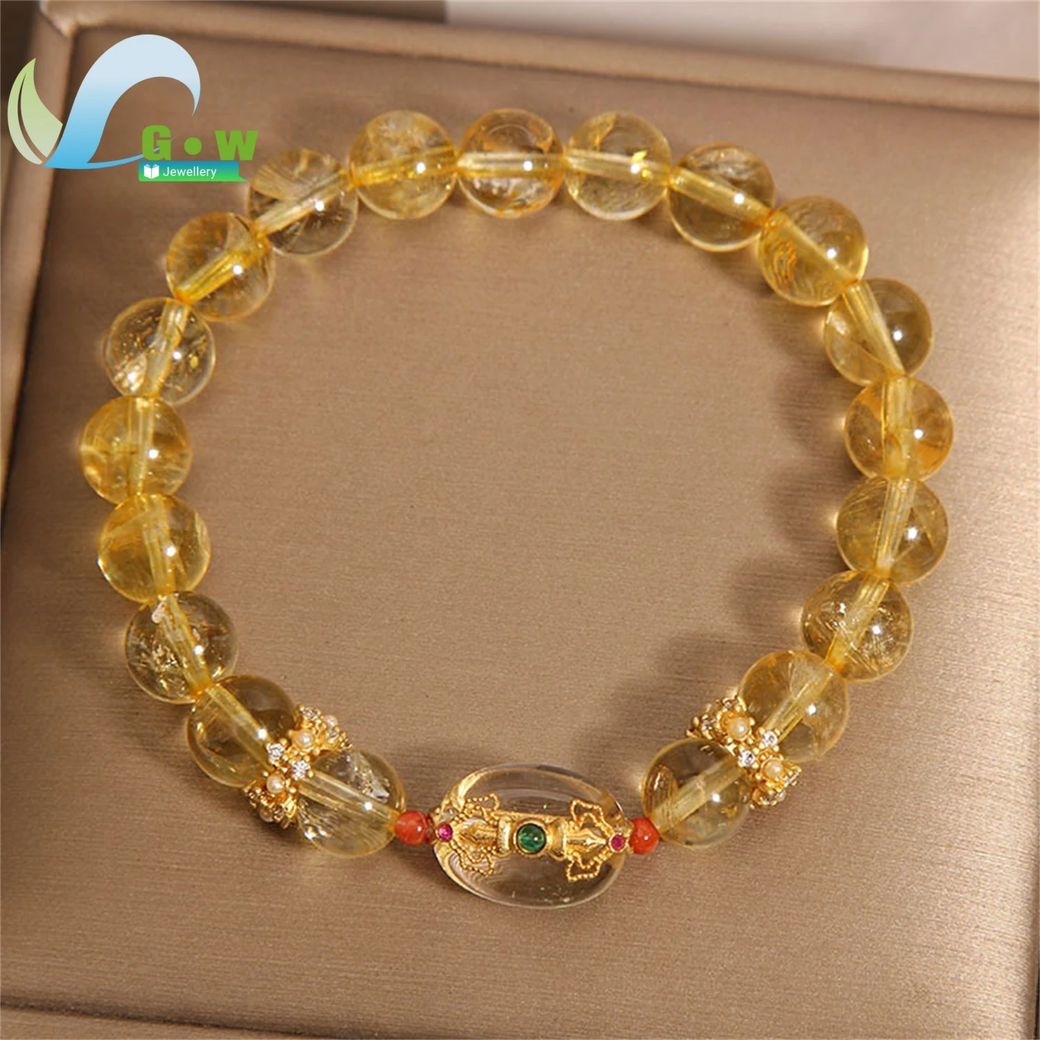 

Aesthetic Retro Vintage Gold Color Natural Crystal Bracelet Genuine Quartz Stone Charm Fashion Handmade Jewelry for Women Teen