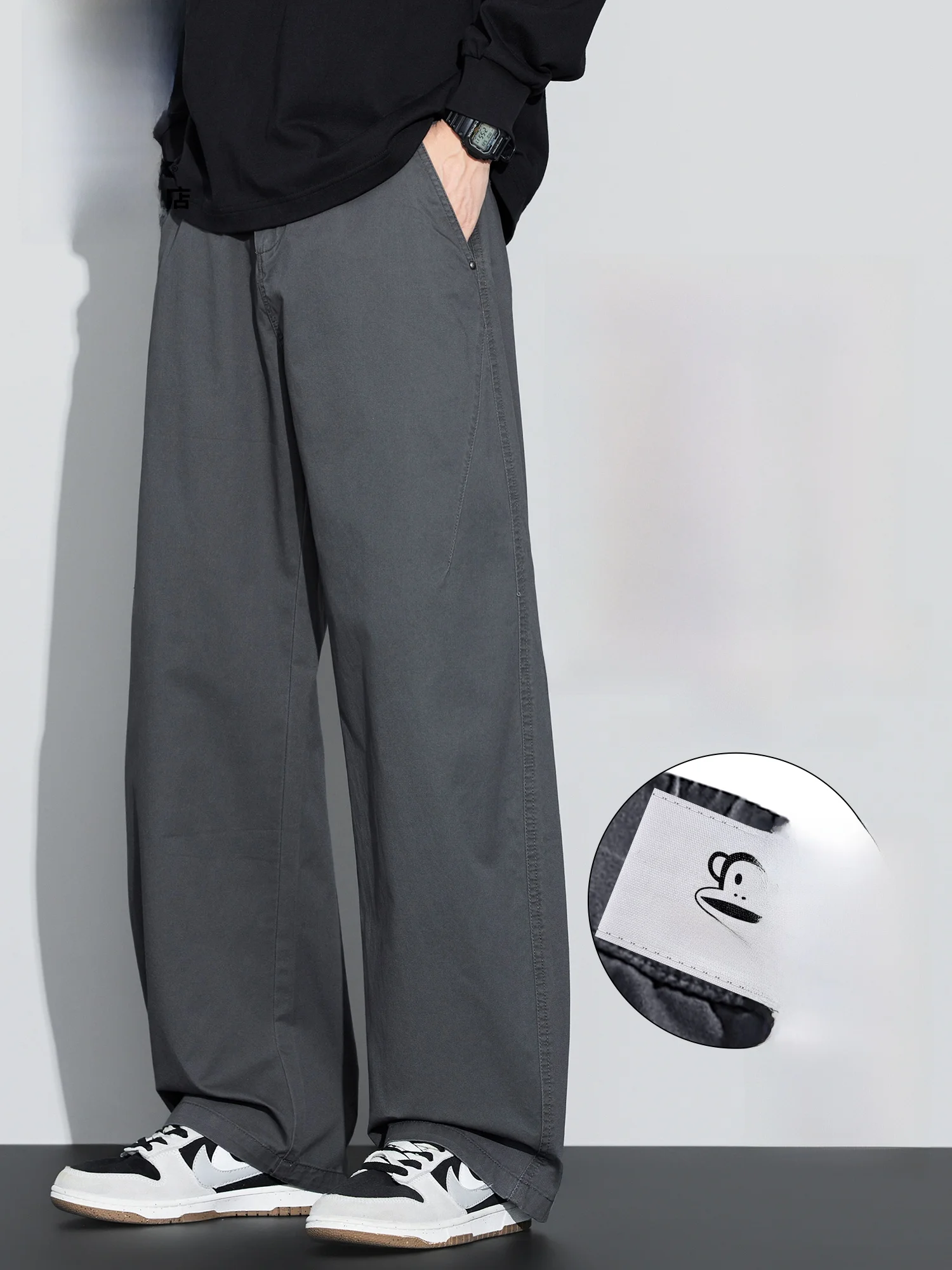 

PaulFrank Comfortable Loose Straight Leg Casual Pants Pure Cotton Autumn Winter Men's Versatile Long Trousers Casual Sle