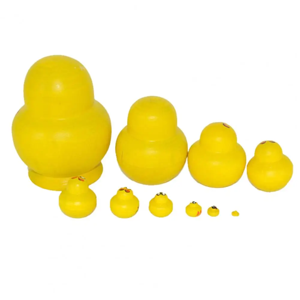 

Nesting Duck Duck Nesting Doll Handmade Wooden Yellow Duck Matryoshka Nesting Doll Set 10 Layers Stacking Toy Desktop Figurine