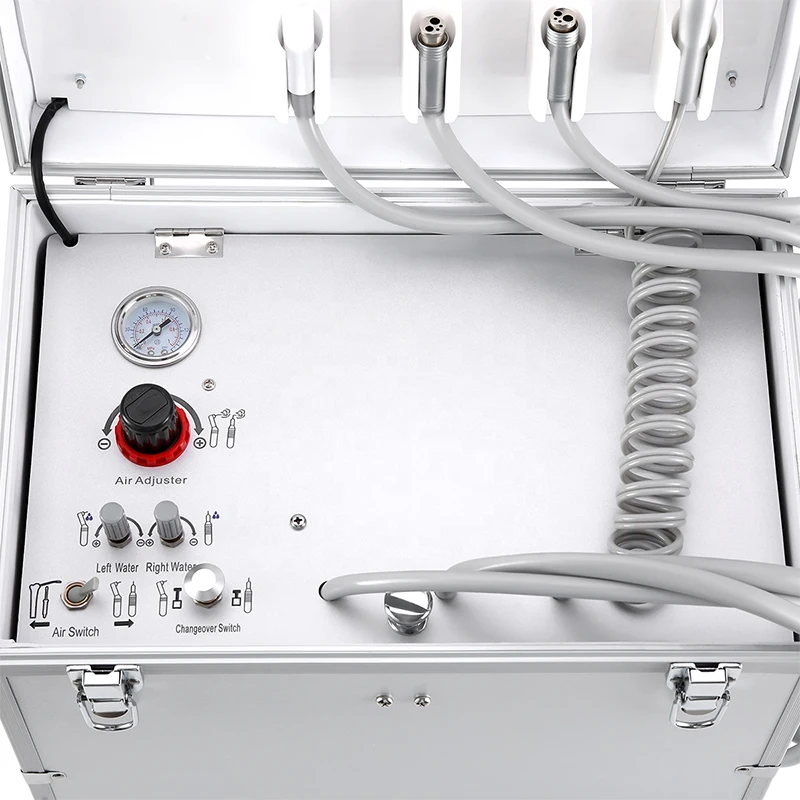 BD-402 Portable Dental Unit With Air Compressor Surgery Turbine Units 3 Way Syringe 2/4 Holes Hand-Held Dentistry Lab Equipment