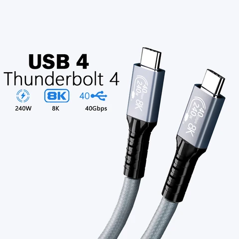 UGOURD USB4 Thunderbolt 4 Кабель 40 Гбит/с 240 Вт для быстрой зарядки и передачи данных — фото товара