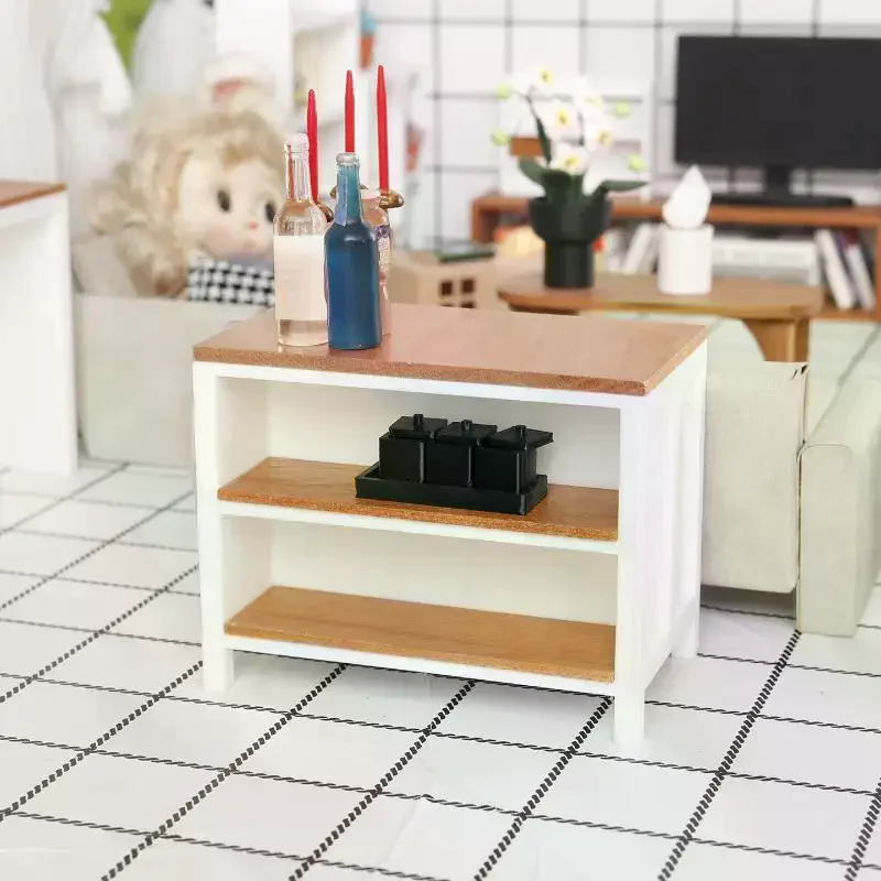 Scale Dollhouse Miniature Furniture Shelf Cabinet Operator Counter Bar Dollhouse Kitchen Accessory 1/12