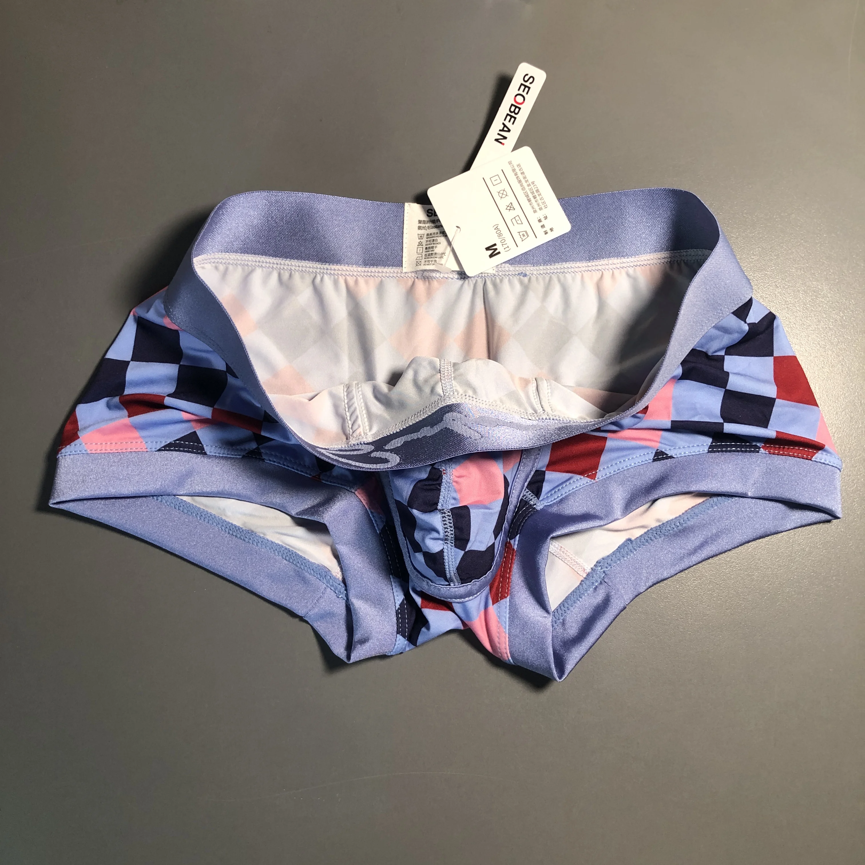 SEOBEAN Herren-Boxershorts mit niedrigem Bund, atmungsaktiv, kariertem Plaid-Print, trendige sexy Unterwäsche für junge Männer – Detail 4