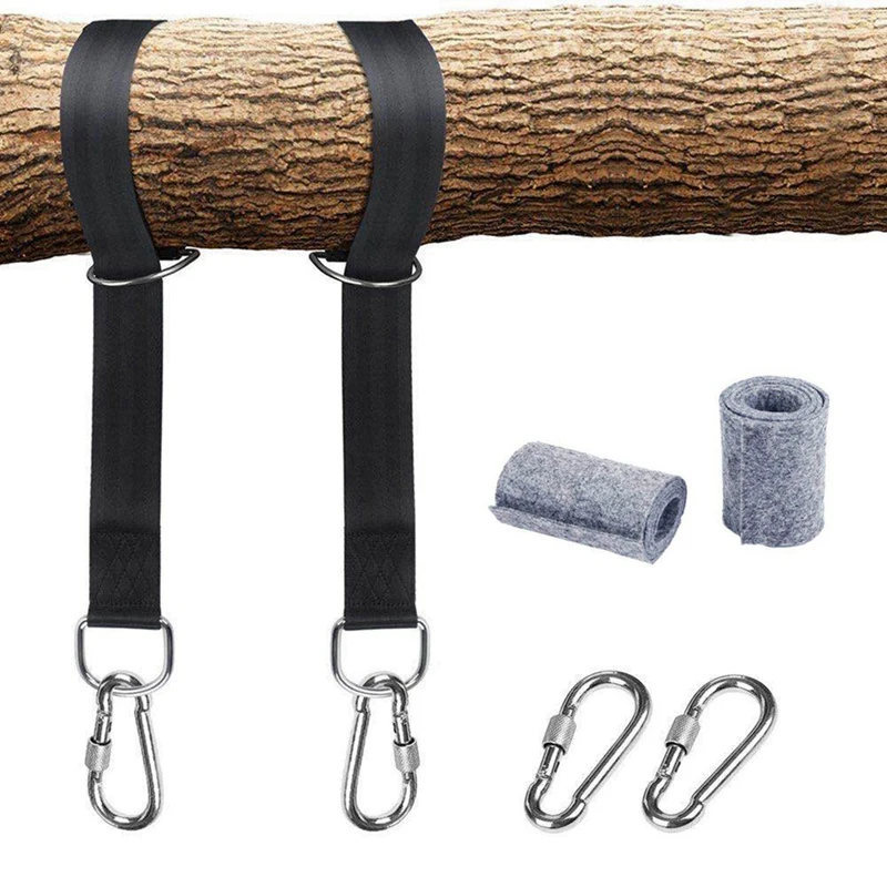 2Pcs 1.5M Tree Swing Straps Hanging Kit With 2 Carabiners Single Bar Extension Belt Belt