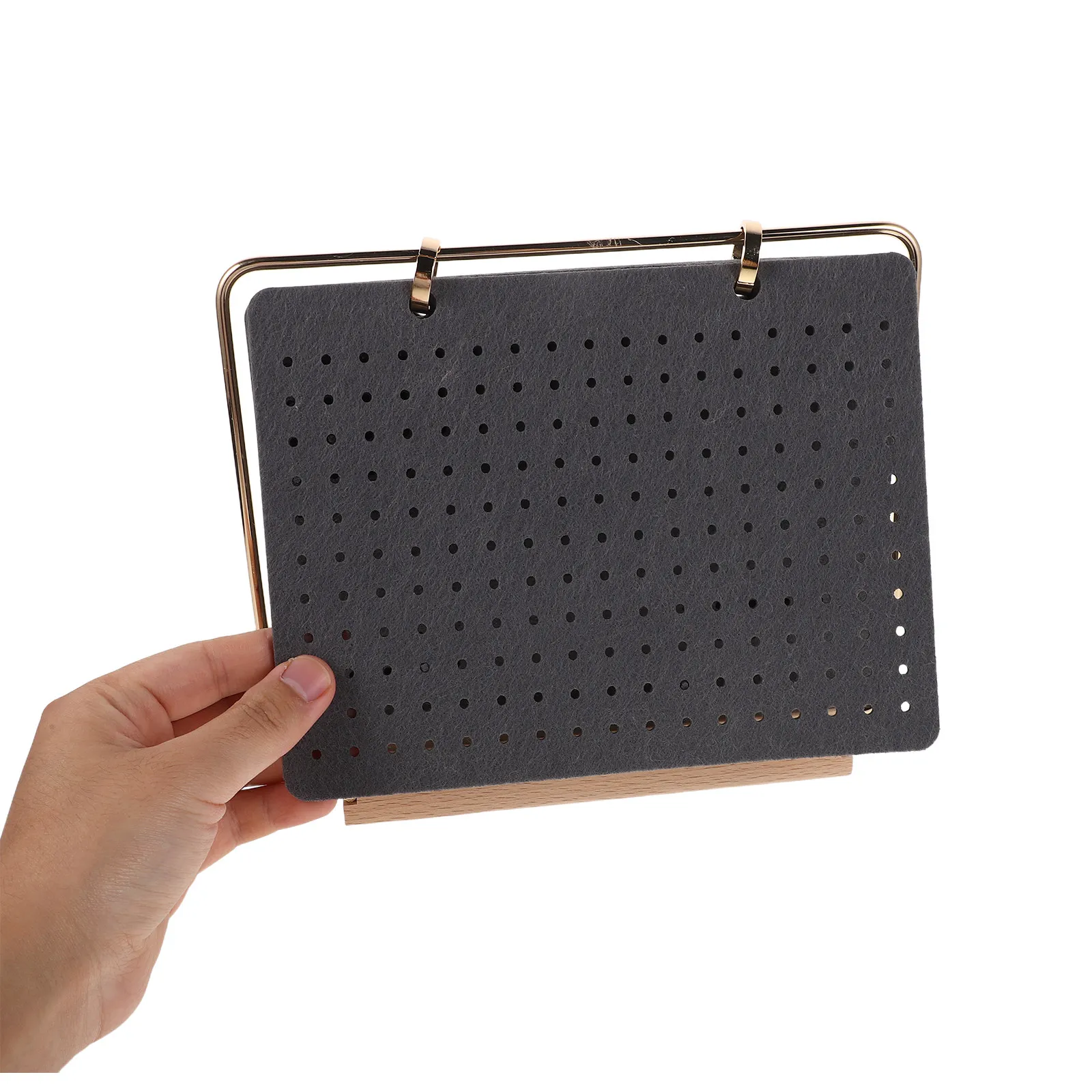 

Felt Brooch Pin Organizer 6 Pages Jewelry Display Holder Wooden Base Stable Stand Easy Flip Pin Collection Storage Calendar