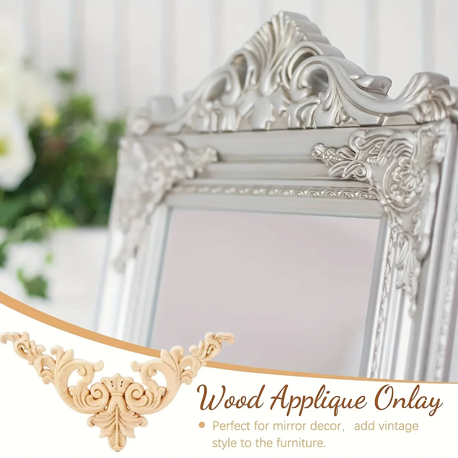 5 Pieces Wood Appliques Onlays Decorative Wood Applique DIY Appliques and Onlays for Furniture Long Carved Onlay for Bed