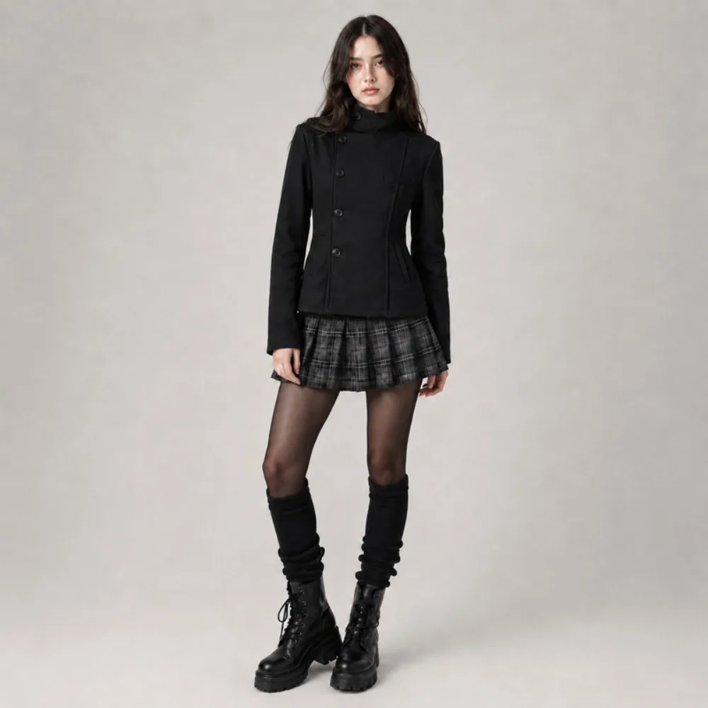 Street Autumn/Winter Solid Color Women's Turtleneck Coat Y2K Hip-Hop Retro Harajuku Cute Casual Fashion Versatile New Women Tops