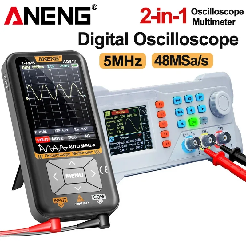 2in1 Handheld Oscilloscope Multimeter 5MHZ 48MSa/s  ANENG AOS12 Automotive Digital Sampling Portable Electrical Tester Tools