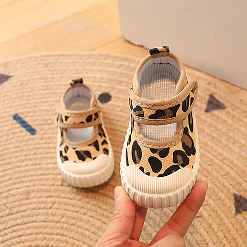 New Children's Canvas Shoes Breathable Boys' Cloth Shoes Fashion Girls' Casual Shoes Leopard polka dot Kids Sports Shoes CSH1615