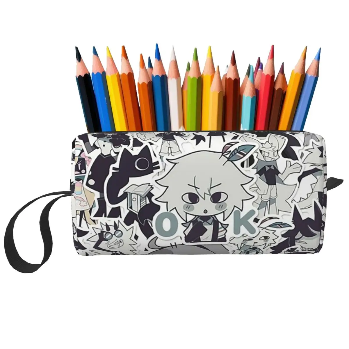 Cartoon Miss Circle Pencil Case for Boys Girls School Pen Box Pencil Bag Stationery Supplies Travel Women Organizer Pouch