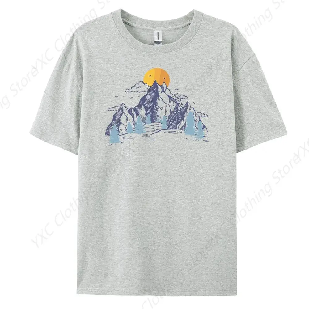 Mountain Men's T-shirt- Short Sleeve Crew Neck Soft Fitted Tees S - 6XL Fresh Classic Basic Tshirts