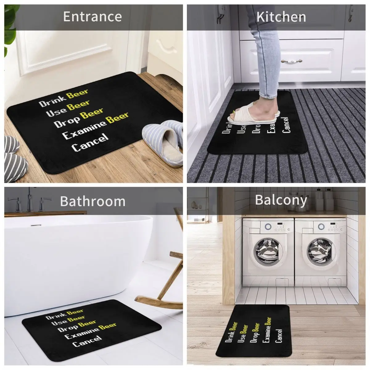 Runescape Beer Interaction Non-slip Doormat Floor Mat Washable Carpet Rug for Kitchen Entrance Home Bedroom Footpad Mats