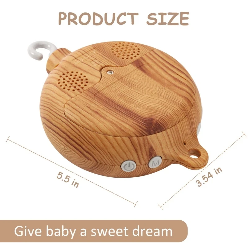 Baby Rattle Toys 0-12 Months Wood Grain Rotary Mobile Crib Hanging Bell Toy Newborn Music Box Bed Toy Baby Toys for Boy Girl