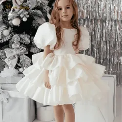 Fashion Baby Girl Princess Layered Dress Puff Sleeve Infant Toddler Teen Vestido Party Birthday Ball Gown Baby Clothes 1-12Y