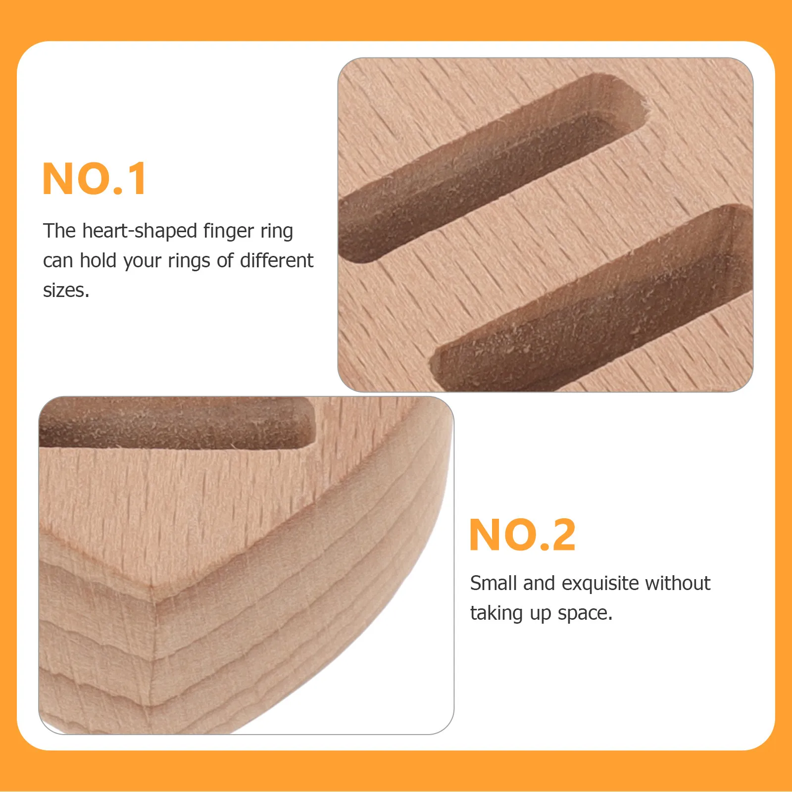 

Набор из 2 деревянных подставок для колец в форме сердца, маленькие изящные компактные держатели для колец, органайзер для демонстрации ювелирных изделий