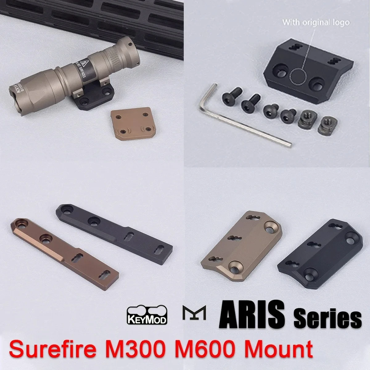 Tactical ARIS Series Surefire M300 M600 Offset Scout Mount Fit 20mm Ml-k Keymod SMR Rail Base for M600B M951 M620 Flashlight
