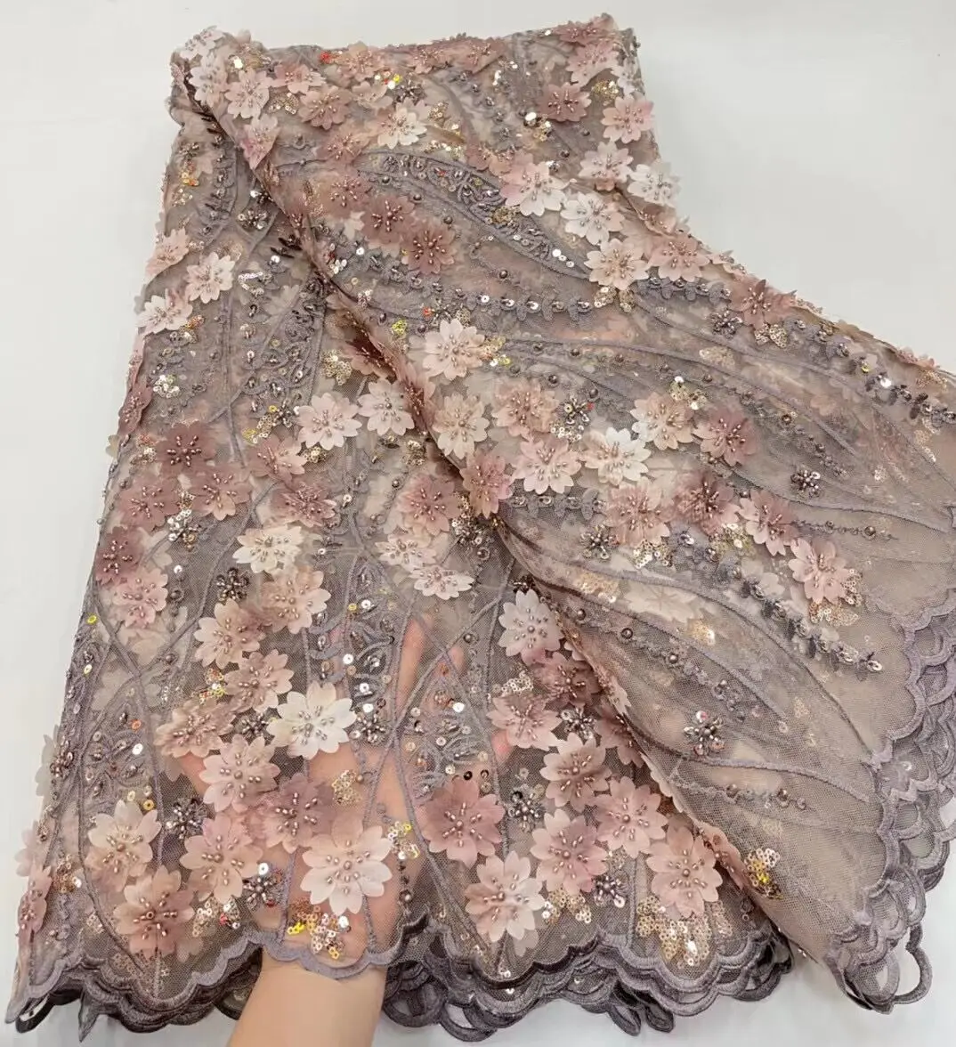 

Sequin African Lace Fabric ZH-12066813 High Quality Beads Nigerian Wedding Bridal Embroidery French Tulle Lace Fabric
