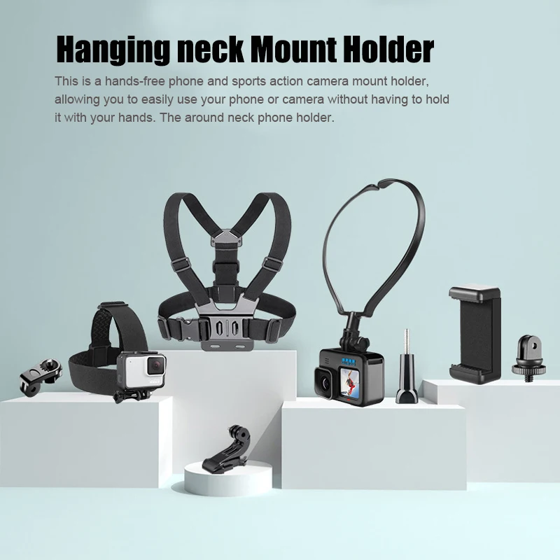 First Angle Neck Phone Holder Chest Strap Mount Accessories for Gopro Hand Free Cellphone Neck Holder Stands for Recording Video