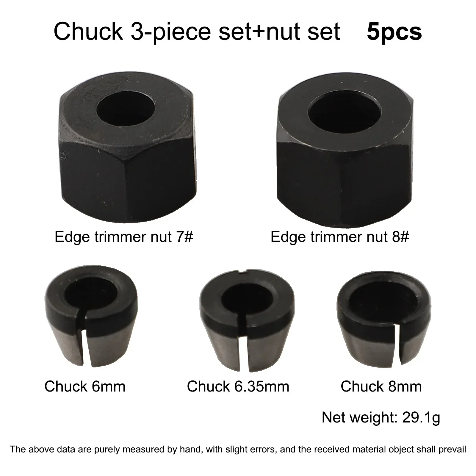 5pcs 6/6.35/8mm Collet Chuck Router Bit Shank Adapter For Engraving Trimming Machine Electric Milling Cutter Accessories