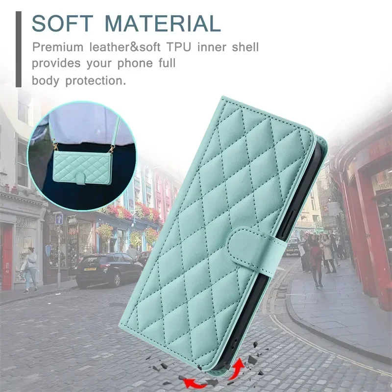 جراب هاتف طويل بحبل طويل مع محفظة من الجلد لهاتف آيفون 16 15 14 Pro Max 16E 13 12 11 X XS XR SE 8 7 Plus غطاء حامل كوكه