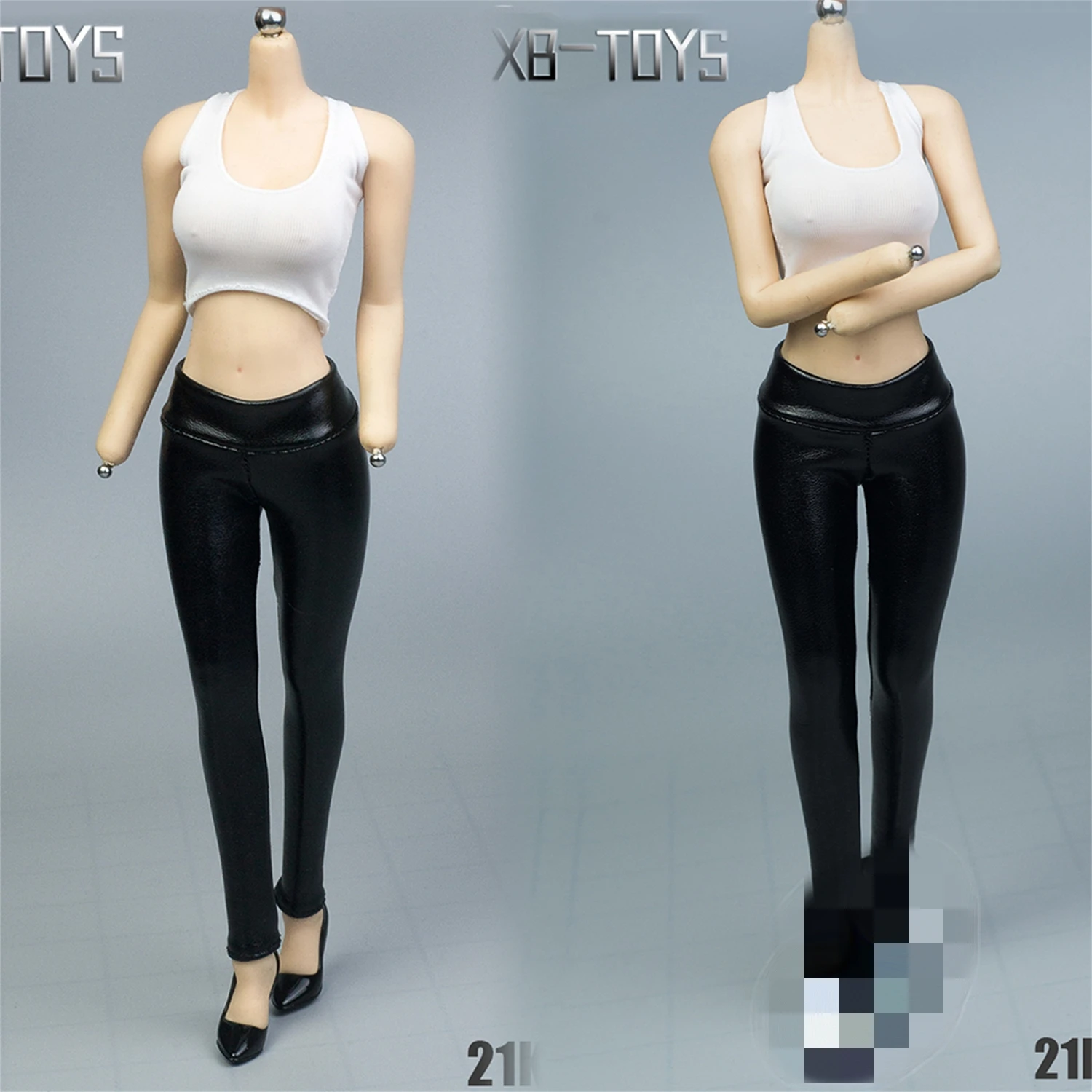

1:6 Scale White Vest Elastic Tight Fitting Pants Clothing Fit For 12in Phicen TBLeague Female Girl Action Figure Body