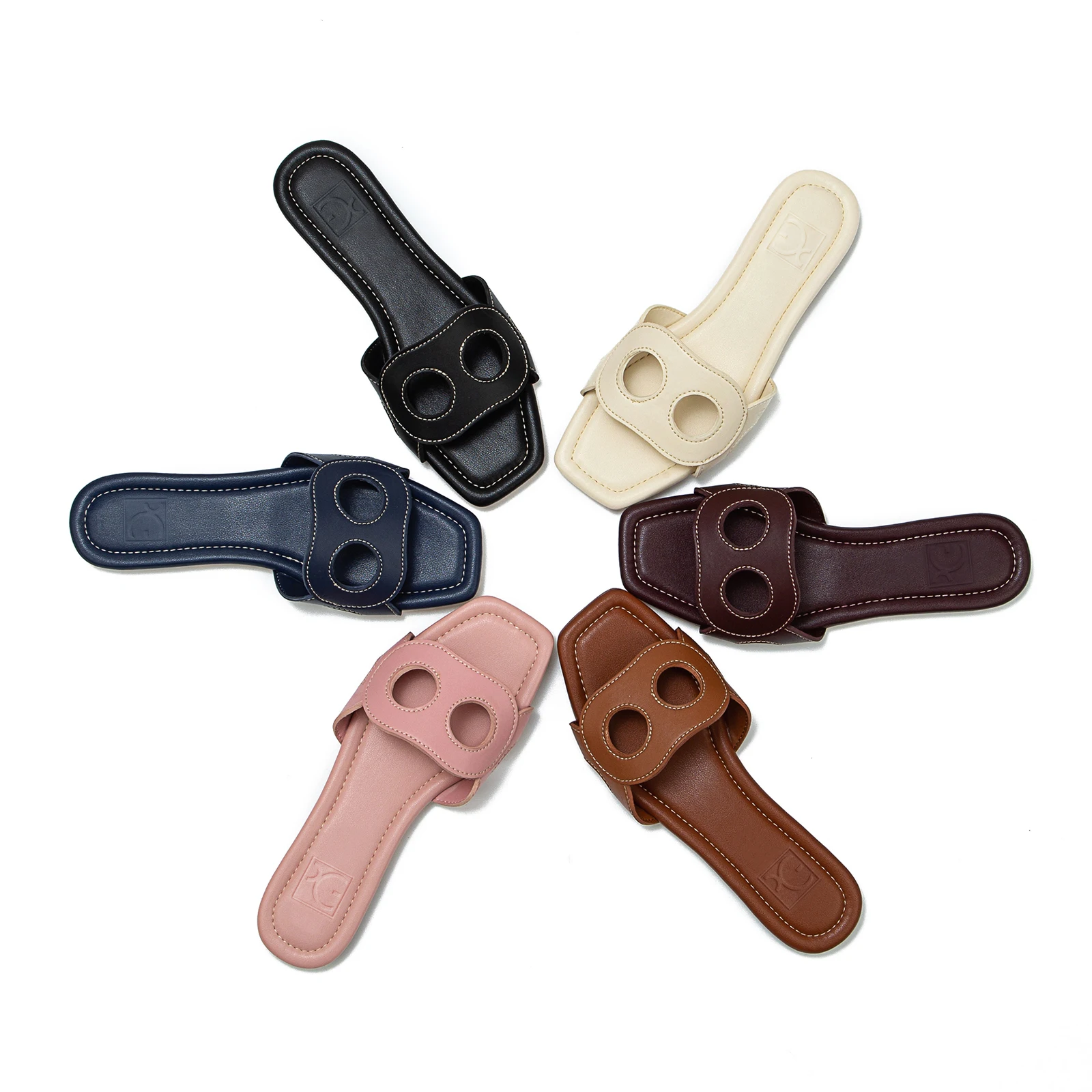 شبشب مسطح أنيق للسيدات من PG Classic، متعدد الوظائف، نمط خارجي، لون سادة، سهل الارتداء، مريح للارتداء الكاجوال