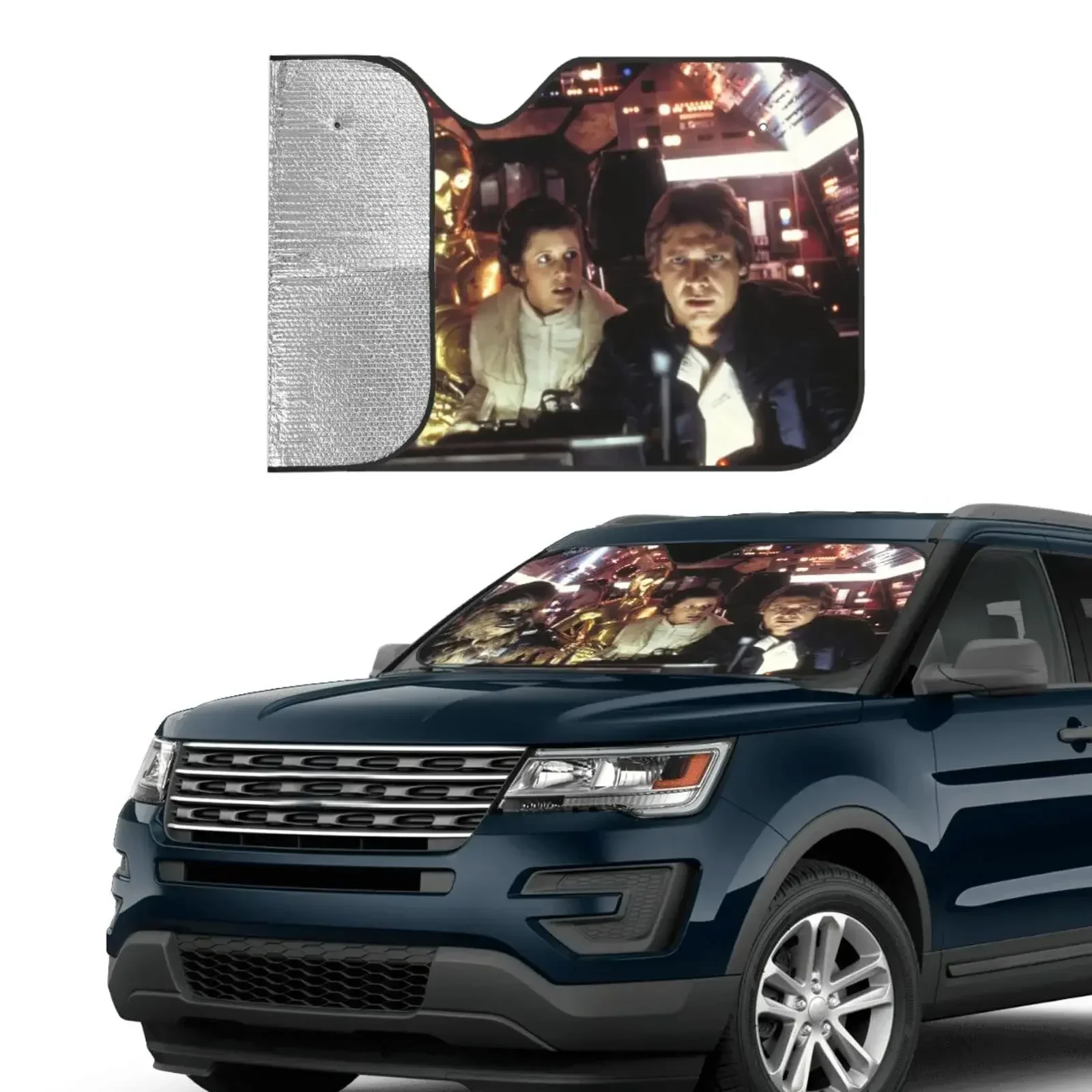 

S-star Funny W-wars Windshield sun Shade Car Sun Shade for Front Windshield Sunshades Foldable Visor Protector Blocks UV Rays