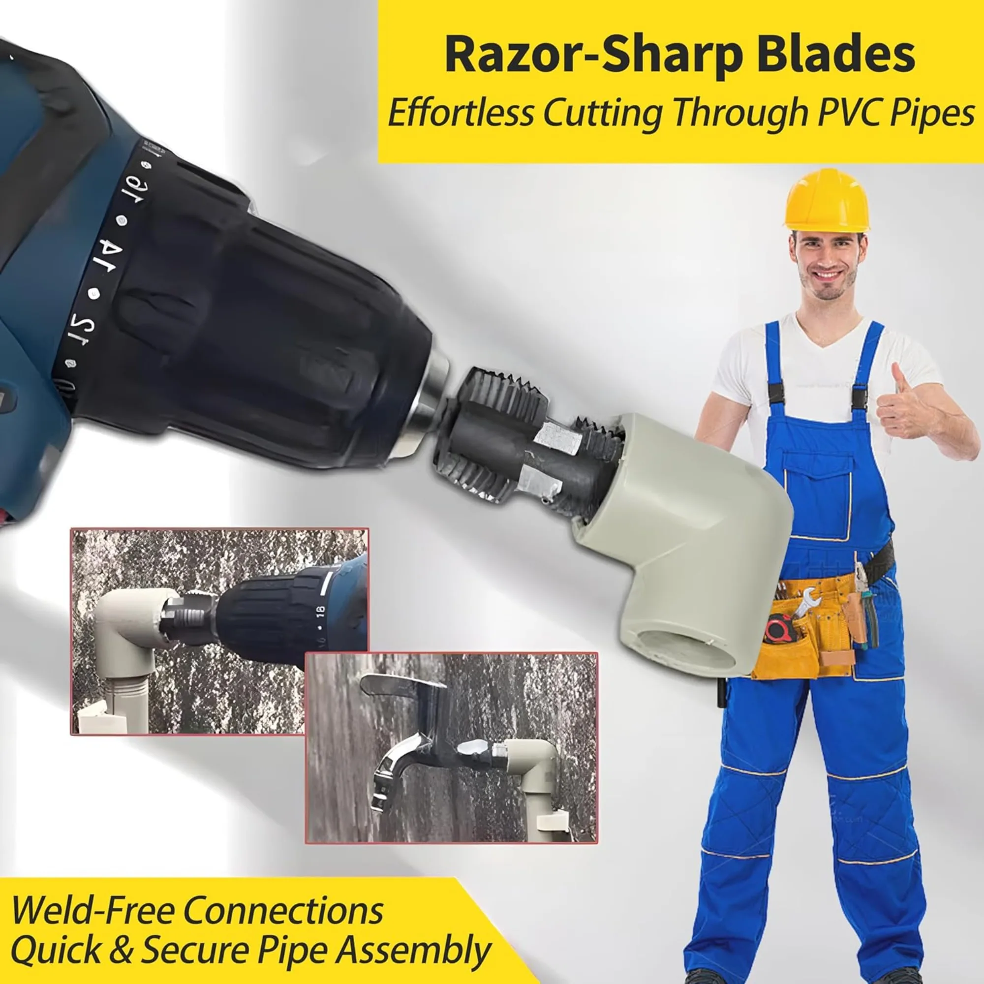 Elektrische boor PVC pijpinrijgerset, intern plastic pijpdraadsnijgereedschap met matrijzen 1/2" 3/4", omdraadgereedschap voor waterleidingen