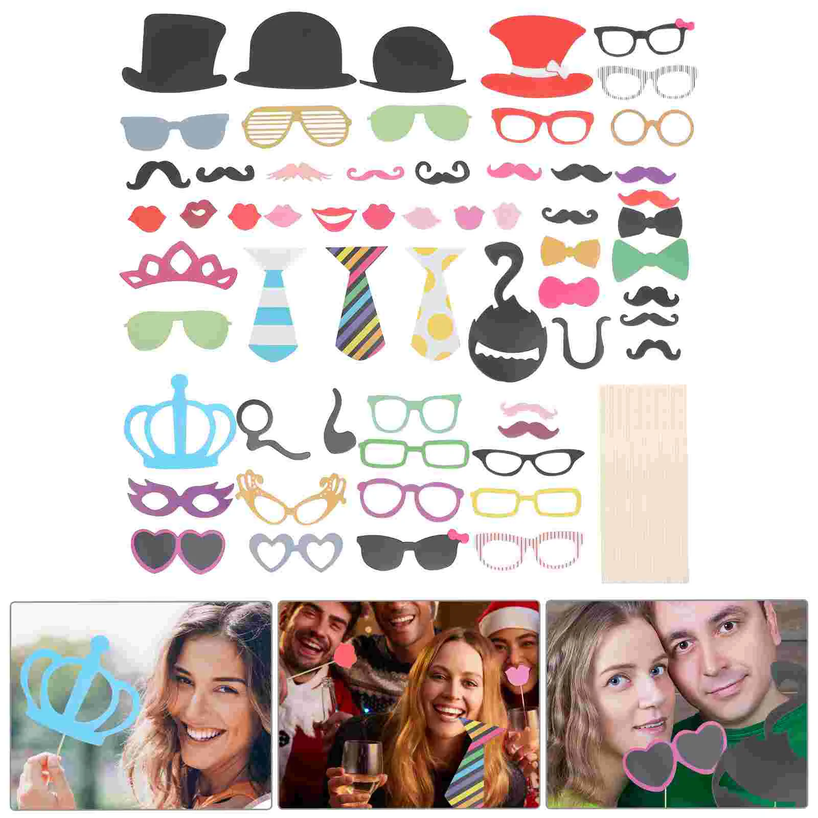 TINKSKY 60pcs Funny Photo Booth Props Mustache Mask for Wedding / Party / Christmas (Mixed Style) Wedding photo props