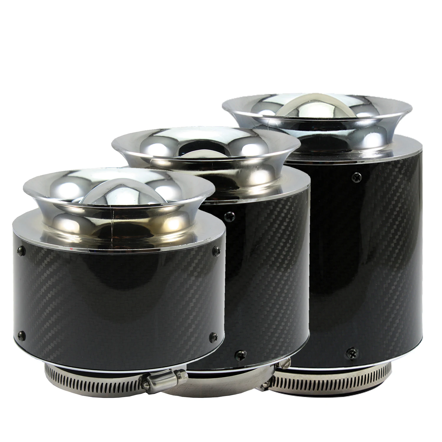 

76mm 3.0inch High Flow Air Intake Filter Universal Sport Racing Car Washable Reusable Cold Air Filter with Carbon Fiber Cover