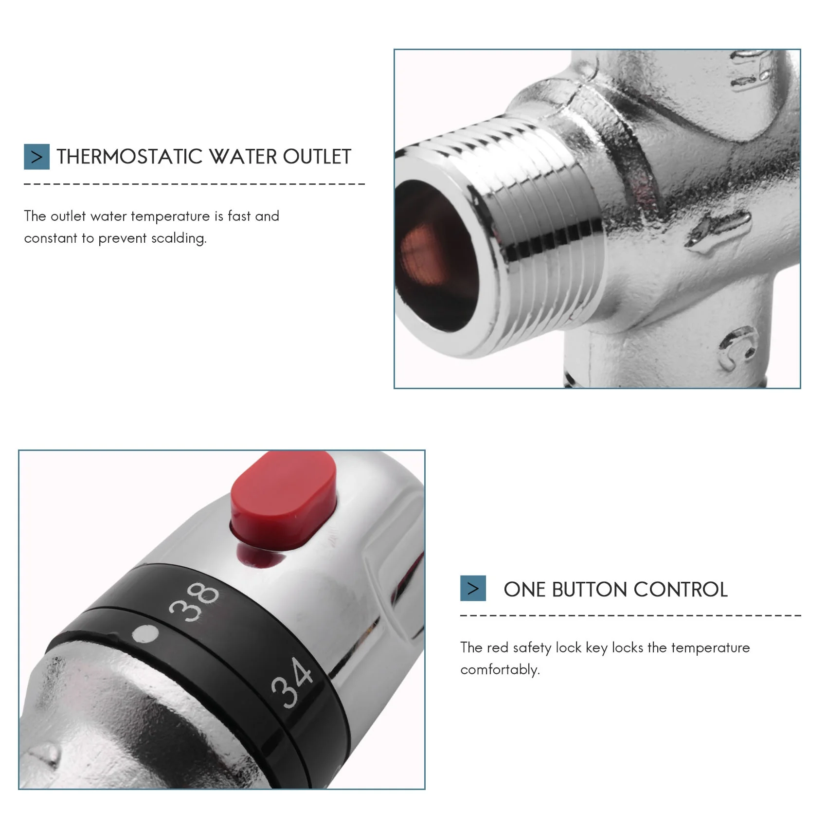 A02M-Solid Copper 3-Way Thermostatic Mixing Valve 3/4 Inch Solar Water Heater Valve Regulating Temperature Control Valve