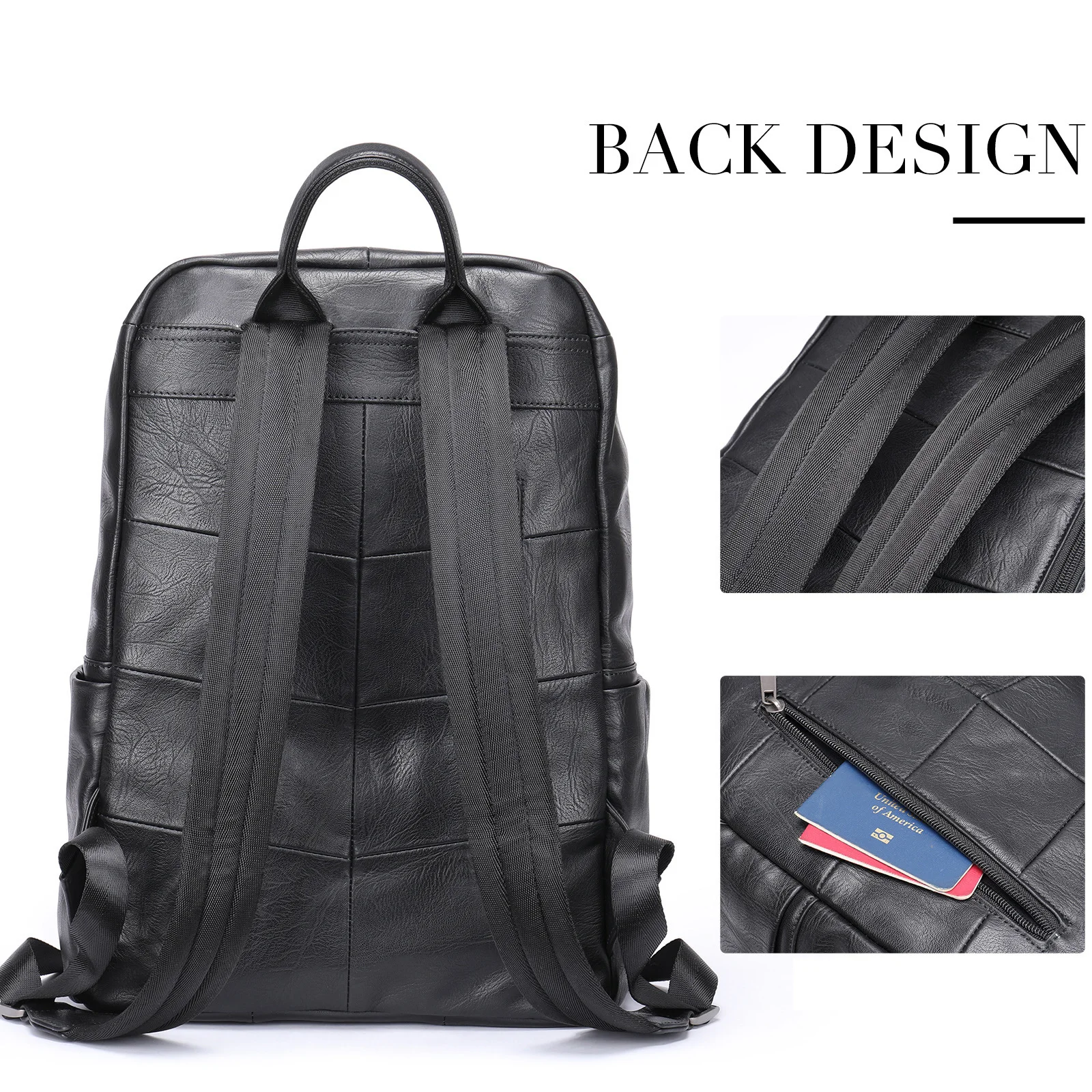 Imagem -03 - Mochila de Couro Preto Genuíno para Homens Bolsa de Viagem Mochila Casual Moda Escolar Laptop Grande Pele Macia 14