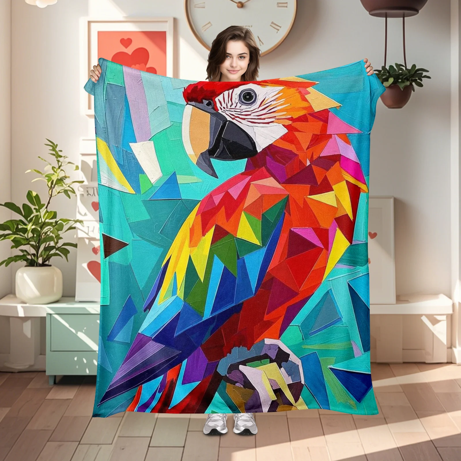 

Stylish Geometric Macaw Pattern Blanket A Thoughtful Gift Full Of Warmth And Affection