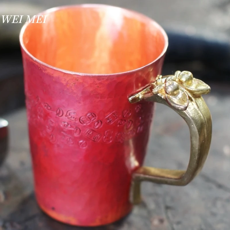 كوب قهوة إفطار نحاسي عتيق مصنوع يدويًا، كوب ماء موسكو سميك مقاوم للحرارة، كوب عصير 250 مل، أدوات مائدة فنجان شاي