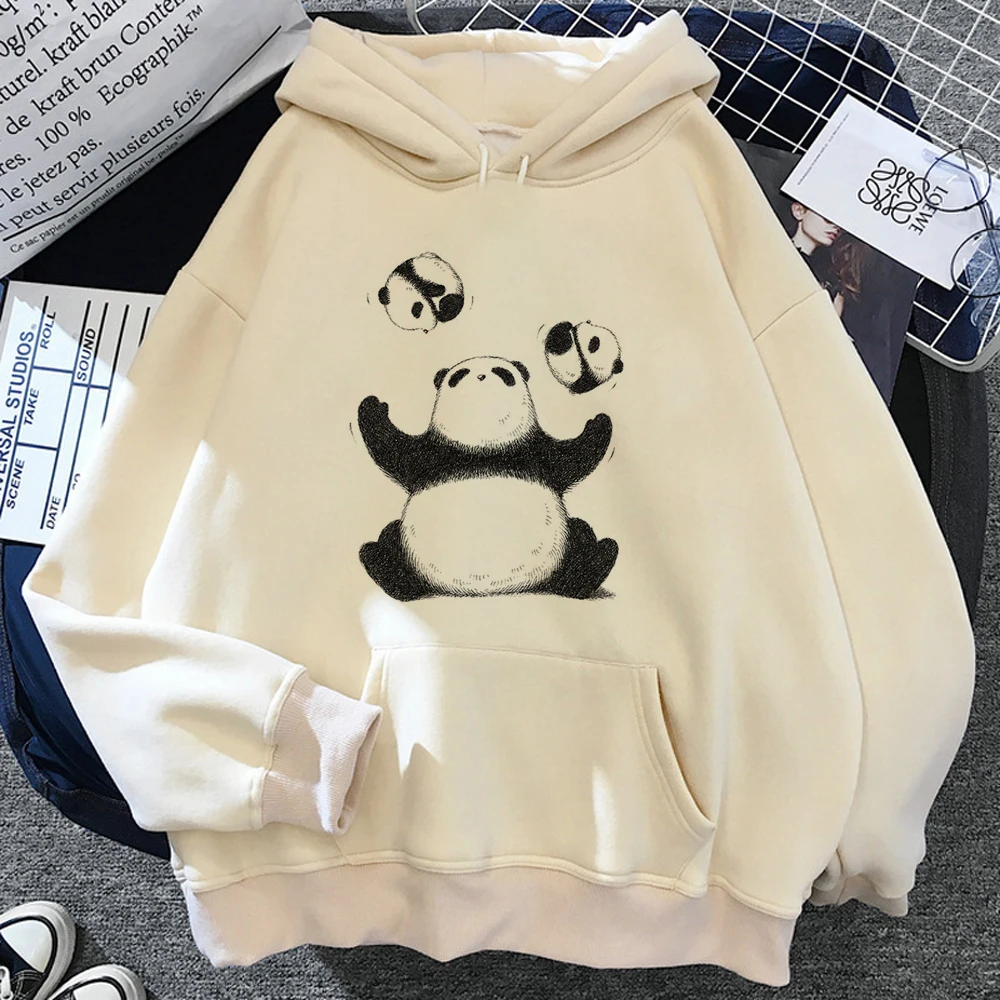 

Panda hoodies women 90s streetwear Fleece sweat y2k clothes pulls female vintage sweater