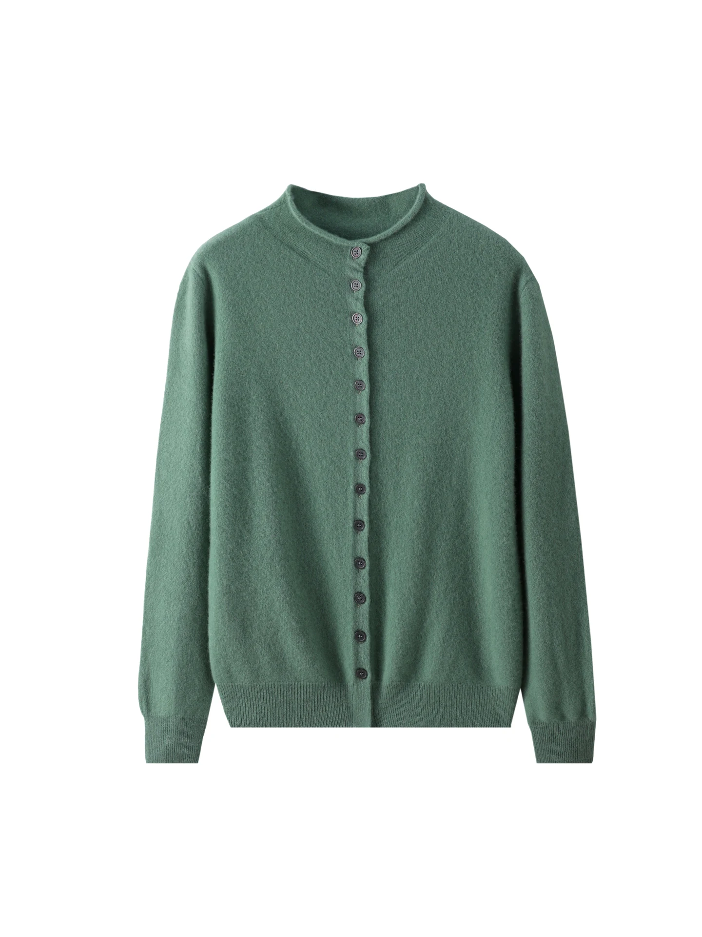 Elegant 100% Merino Wool Woman Sweater Autumn Winter Female Knitwear Mock Neck New Cardigan Lady Coats Long Sleeve Clothing Top