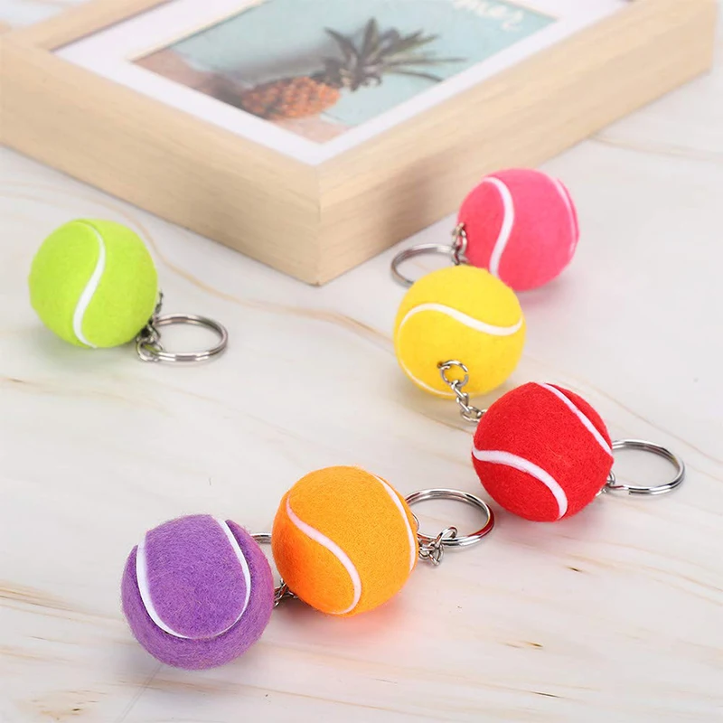 6Pcs Tennis Party Favors Gift Tennis Keychains Tennis Ball Keychain Key Ring