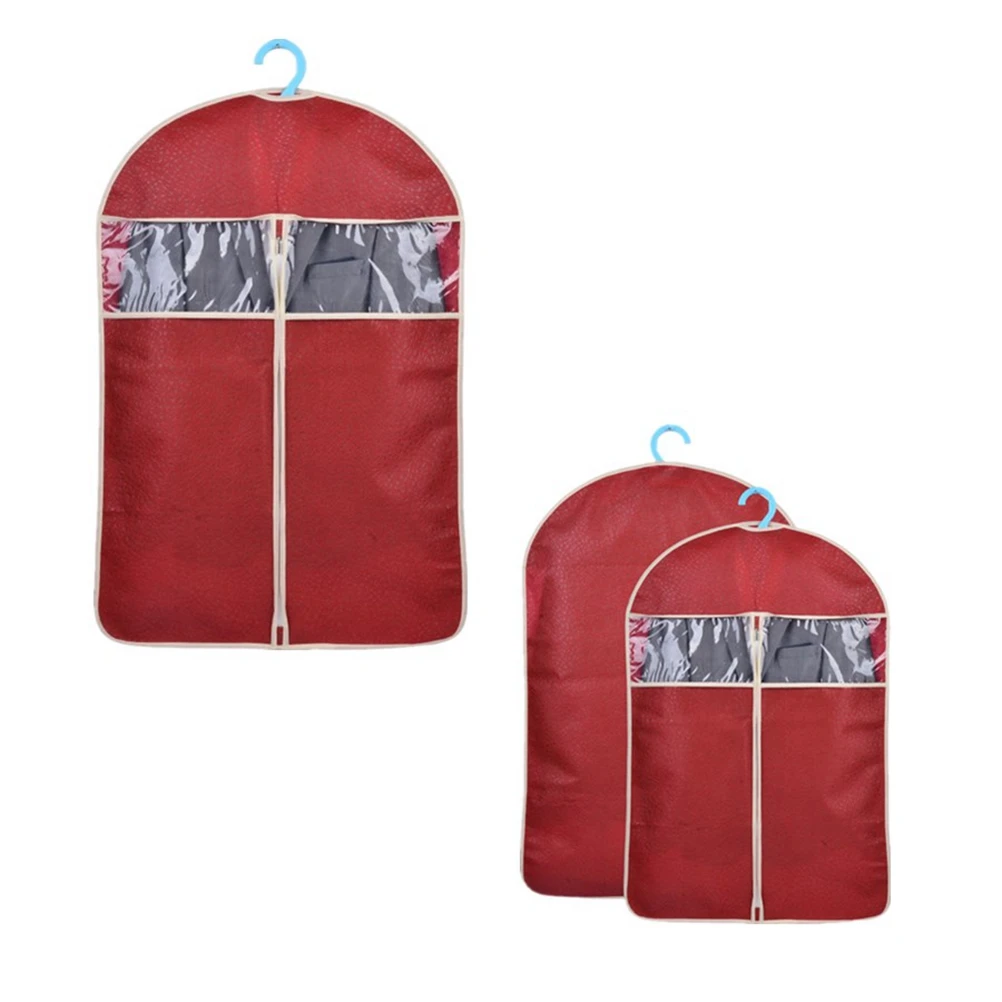 

High-End Clothes Cover Suit Storage Bag Garment Organizer Protector Case S Dark Red Water Resistant Non-Woven